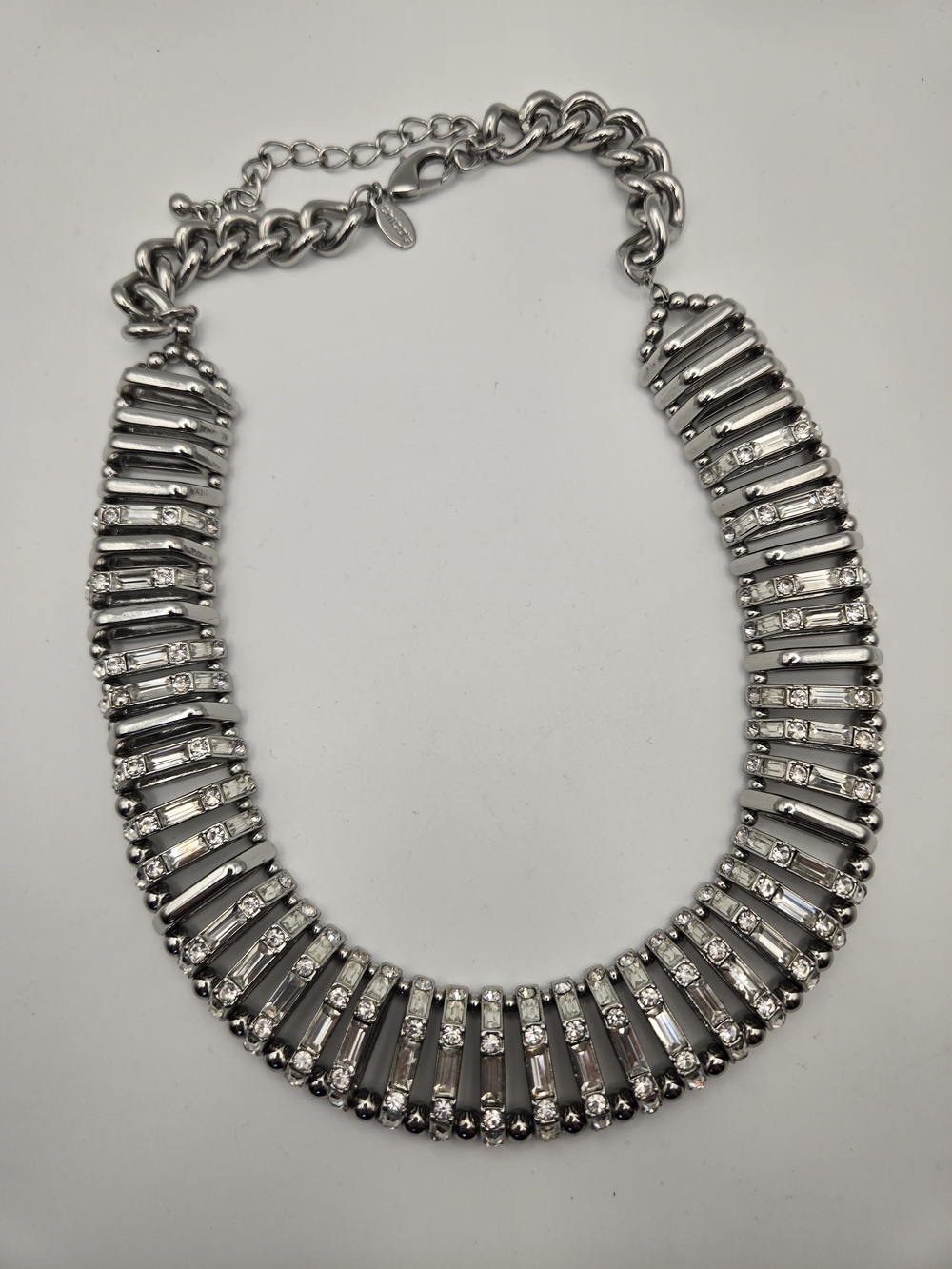 Chico's KIMMI Silver-Tone Crystal Collar Necklace